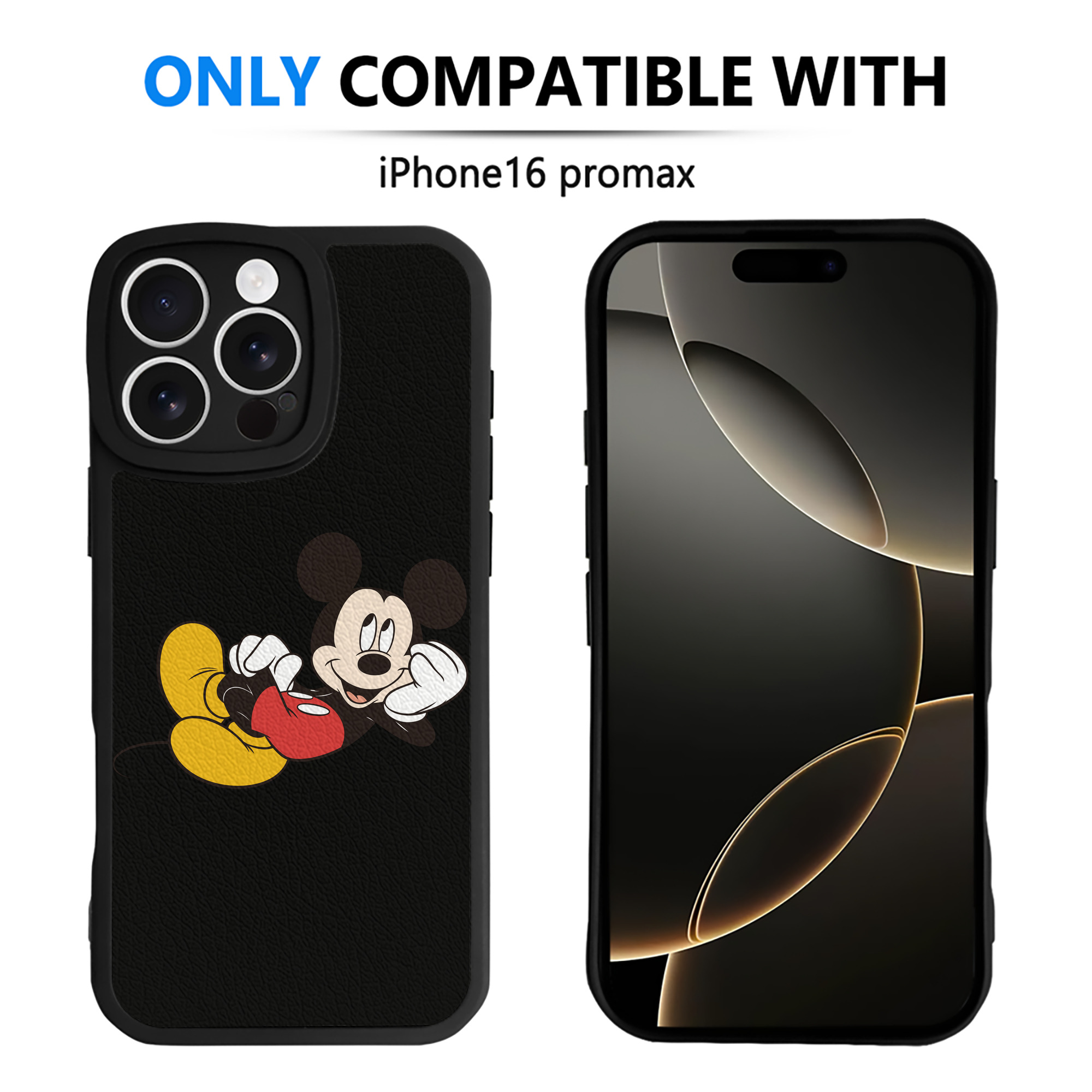 （画像用） ミッキーマウス Mickey Mouse 【iPhone 16シリーズ対応】シリコンスマホケース（レザー調） 材質：シリコン